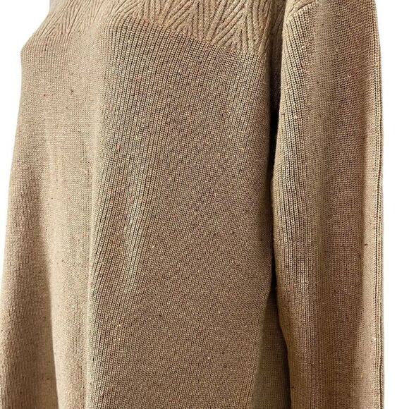 Talbots Womens Tan Cable Knit Cotton Blend Long Sleeve Pullover Thin Sweater M - Picture 9 of 16